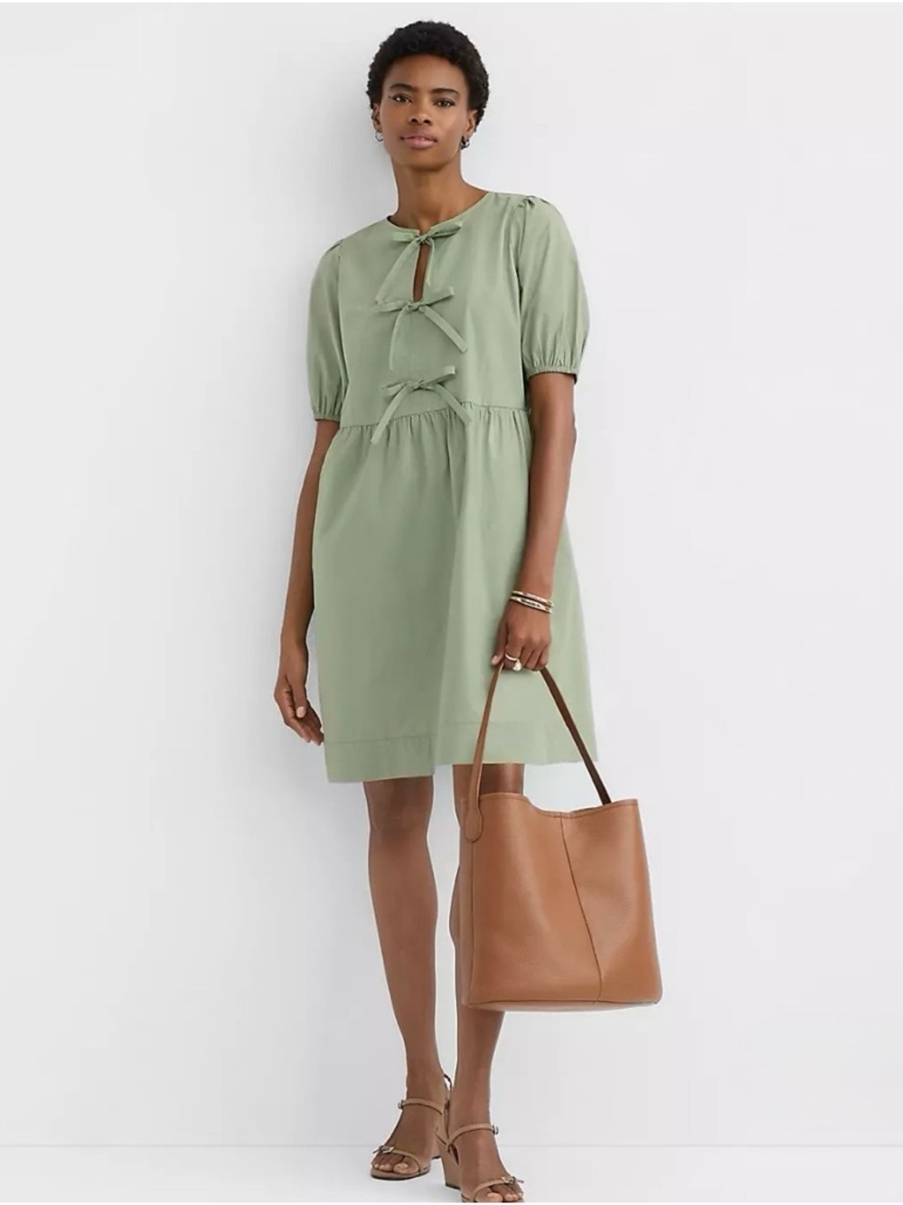 LOFT Poplin Bow Mini Pocket Dress Size Large